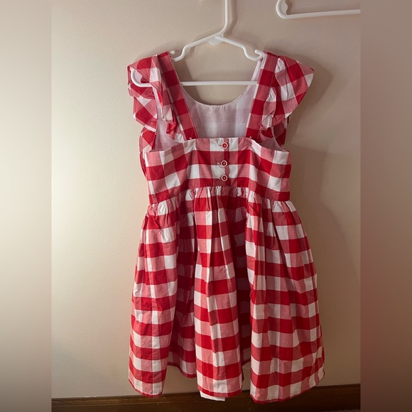Girls Red and White Checkered Dress with Hat 5T - Picture 3 of 4